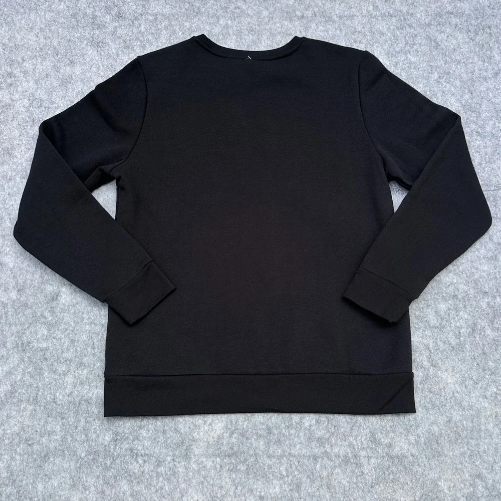 Adidas Golf Mens Crewneck Sweatshirt Black Fleece Lined Logo Pullover Size L